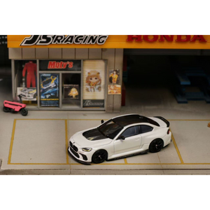 Lot57Supplies Diecast Shop 1:64 scale SW G87 M2 ADRO modified diecast car in pearl white with a low wing and black roof