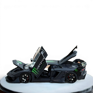 Lot57Supplies Diecast Shop 1:64 scale PGM LP700 GT EVO Black Monster diecast car with open doors and hood