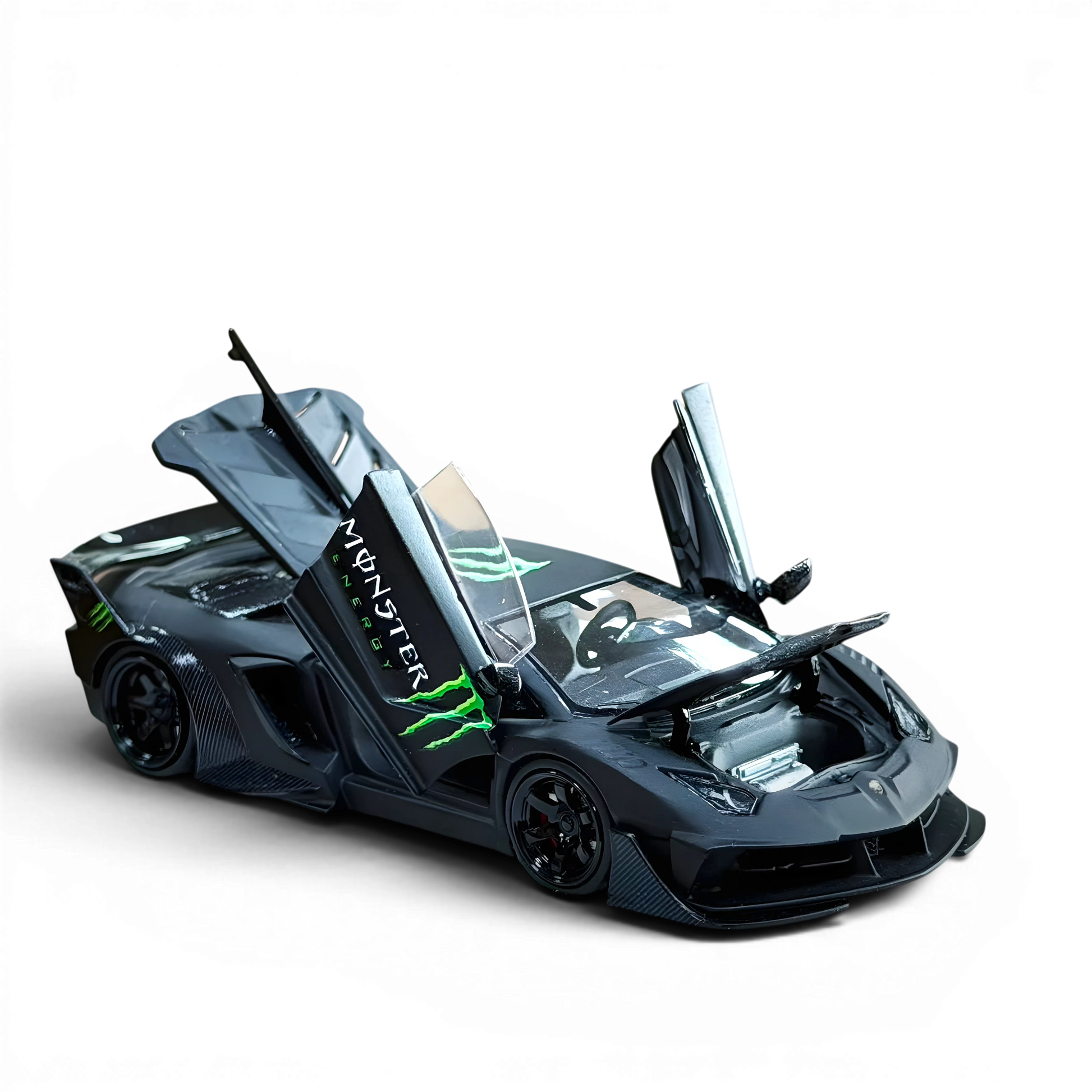 Lot57Supplies Diecast Shop PGM LP700 GT EVO Black Monster diecast model car with open doors and hood in 1:64 scale