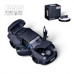 Lot57Supplies Diecast Shop PGM Porsche RWB 964 matte black 1:64 scale diecast model, 2026 TMCS Malaysia exclusive.