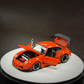 Lot57Supplies Diecast Shop PGM RWB 993 diecast model car in bright orange with opening doors, hood, and engine bay.