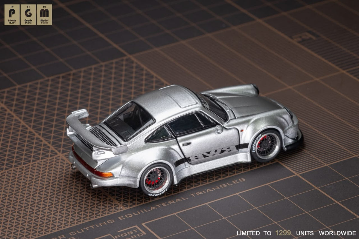 Lot57Supplies Diecast Shop PGM RWB930 silver diecast model car, 1:64 scale Chengdu AutoShow 2026 exclusive edition.