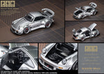 Lot57Supplies Diecast Shop PGM RWB930 silver diecast model car in 1:64 scale with opening parts and detailed interior