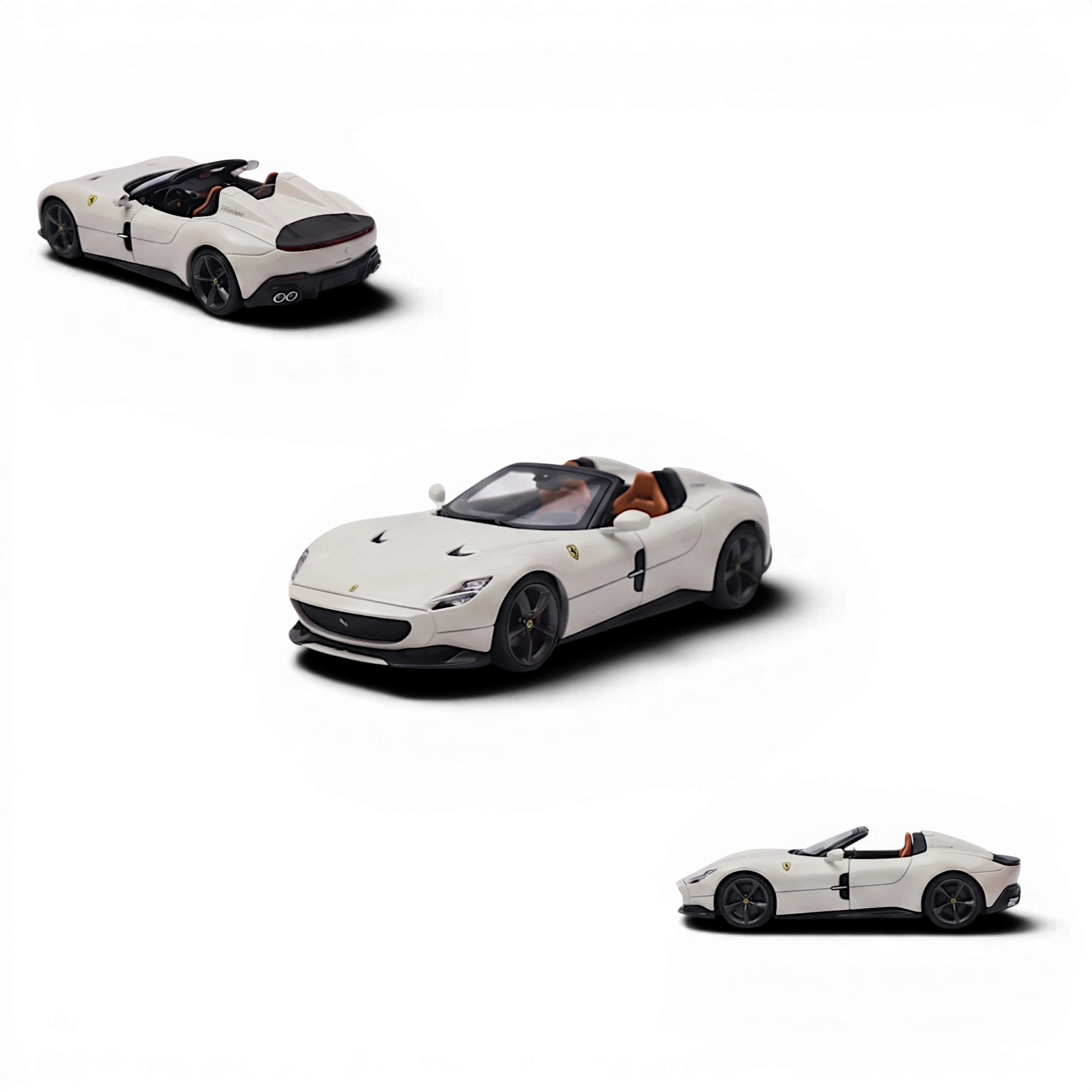 Lot57Supplies Diecast Shop Phantom Knight 12Cilindri Coupe 1:64 scale diecast model in Bianco Avus white with tan interior. Opening hood with engine detail.