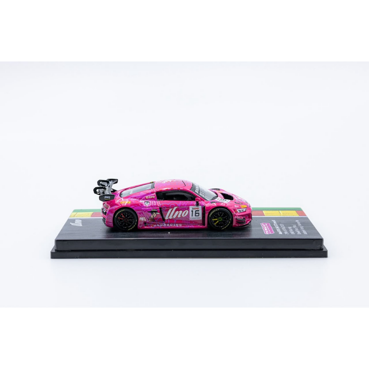 Lot57Supplies Diecast Shop 1:64 scale UNO RACING Tarmac Works Audi R8 LMS GT3 EVO II diecast model in pink livery