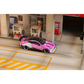 Lot57Supplies Diecast Shop 1:64 scale SW G82 M4 diecast car in pink Bull livery parked at a miniature gas station