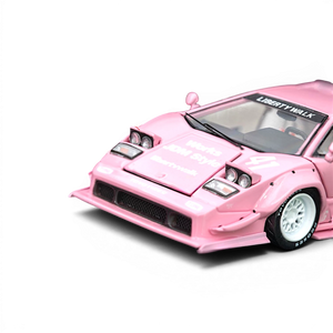 Lot57Supplies Diecast Shop TOPART LBWK Countach 1:64 scale diecast model car in Lover's Pink with Liberty Walk branding.