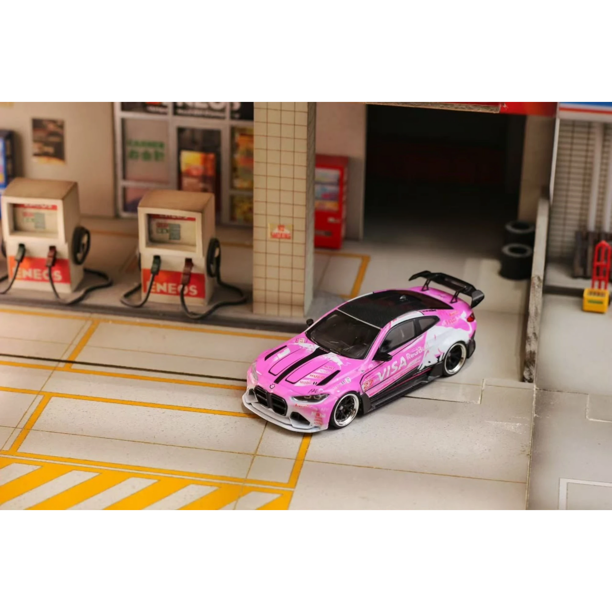 Lot57Supplies Diecast Shop 1:64 scale SW G82 M4 diecast car featuring a vibrant pink and black racing livery