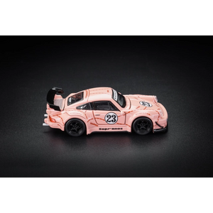 Lot57Supplies Diecast Shop 1:64 scale pink Porsche RWB 930 Pink Pig diecast model car with black racing wheels