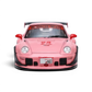 Lot57Supplies Diecast Shop pink RWB 993 1:64 scale diecast model car with racing decals and spoiler.