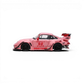 Lot57Supplies Diecast Shop pink RWB 993 1:64 scale model car with low tail spoiler and "HOOTERS" livery.