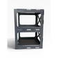Lot57Supplies Diecast Shop modular gunmetal pit rack display stand for 1:64 scale diecast cars with diamond-plate base.