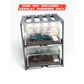 Lot57Supplies Diecast Shop modular gunmetal pit rack display stand holding two 1:64 scale diecast car cases.