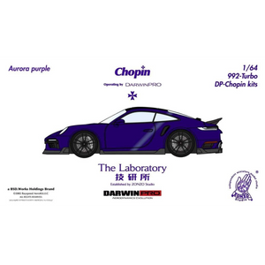 Lot57Supplies Diecast Shop Aurora Purple Porsche 911 (992) Turbo Chopin Kit 1:64 resin model car.