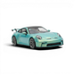 Lot57Supplies Diecast Shop 1:64 scale resin model of a Porsche 911 GT3 in Bamboo Green with a black roof and spoiler.
