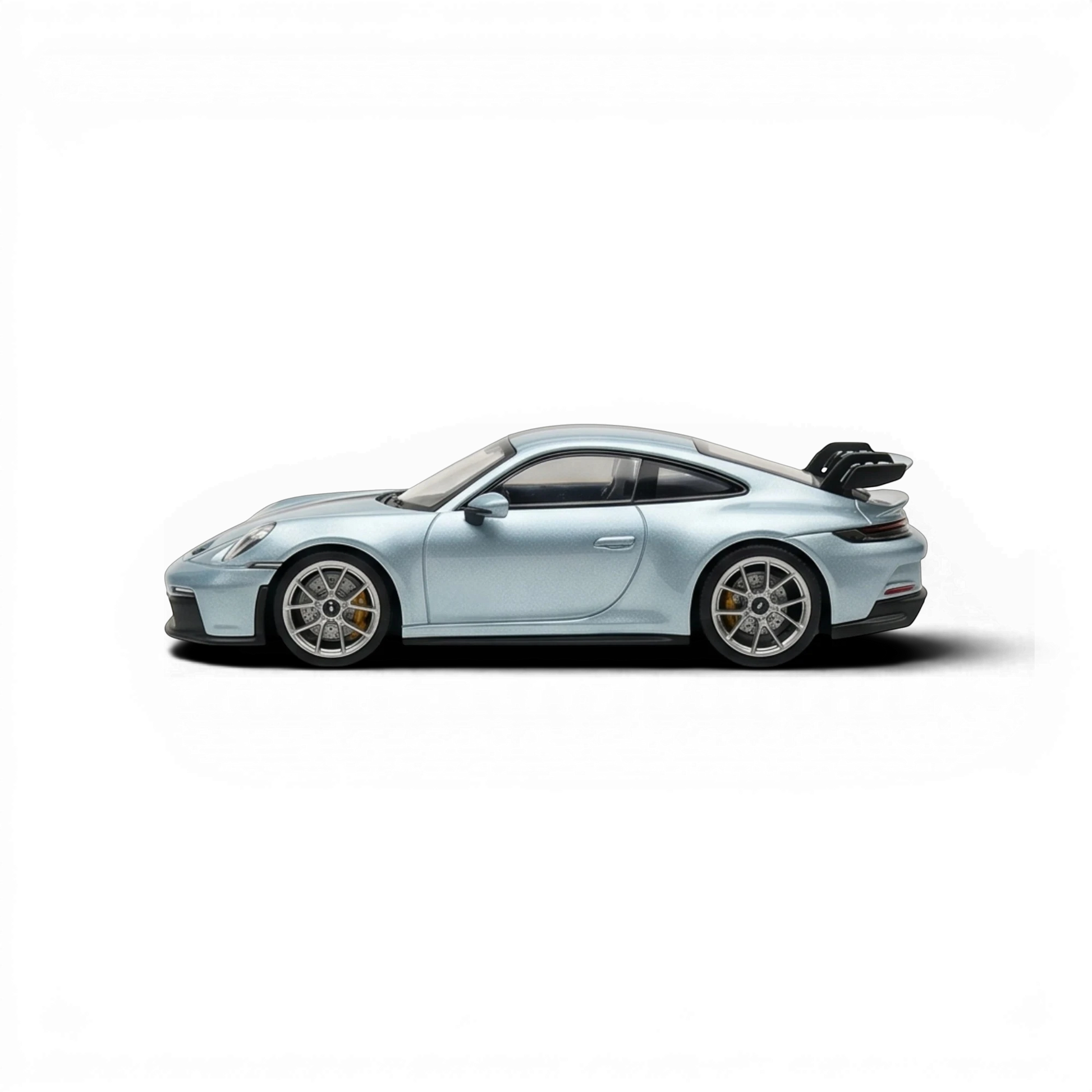Lot57Supplies Diecast Shop ZJWJ 1:64 scale resin Porsche 911 GT3 model car in ice blue, side profile view.