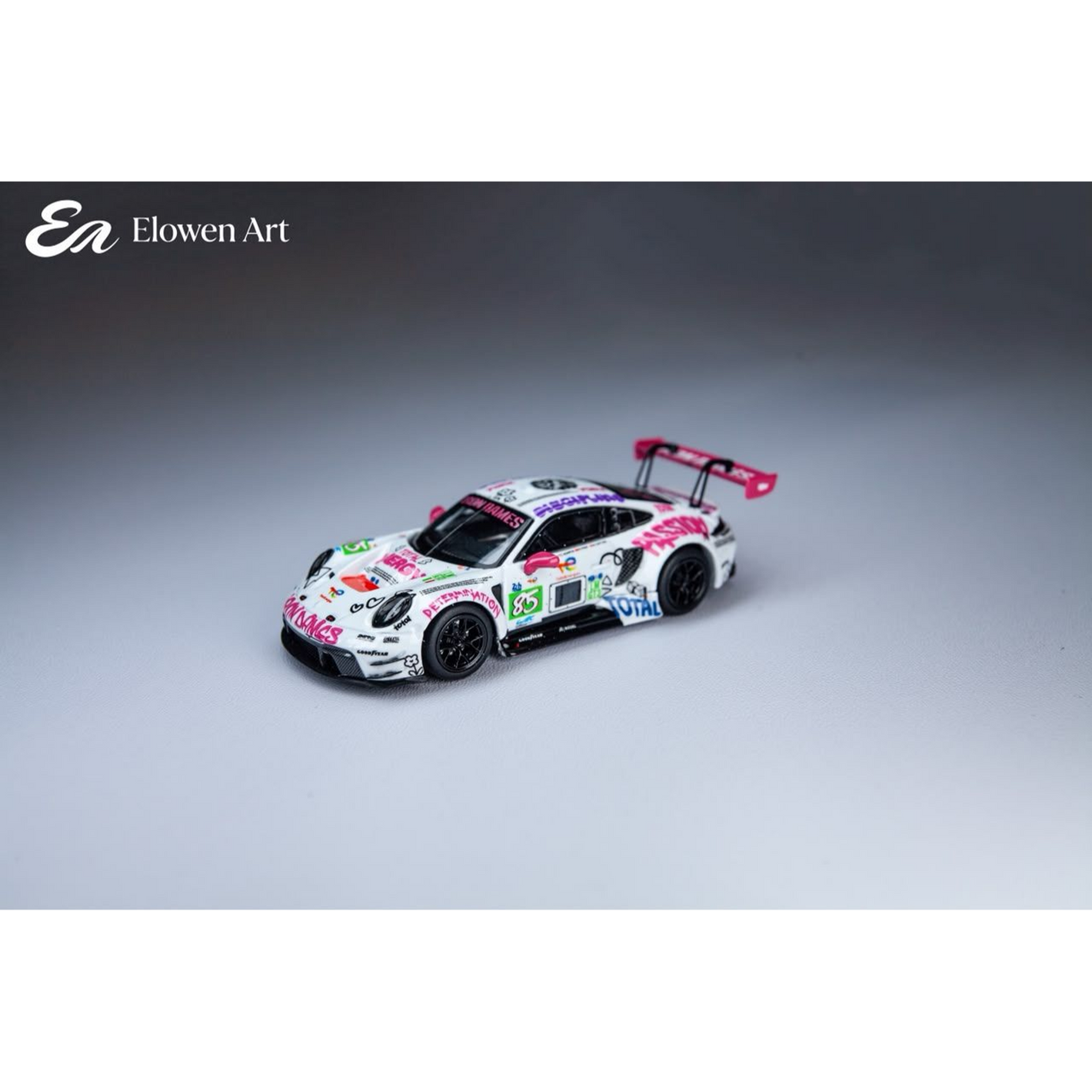Lot57Supplies Diecast Shop Elowen Art Porsche 911 GT3 Iron Lady 85 diecast model car in 1:64 scale with racing livery
