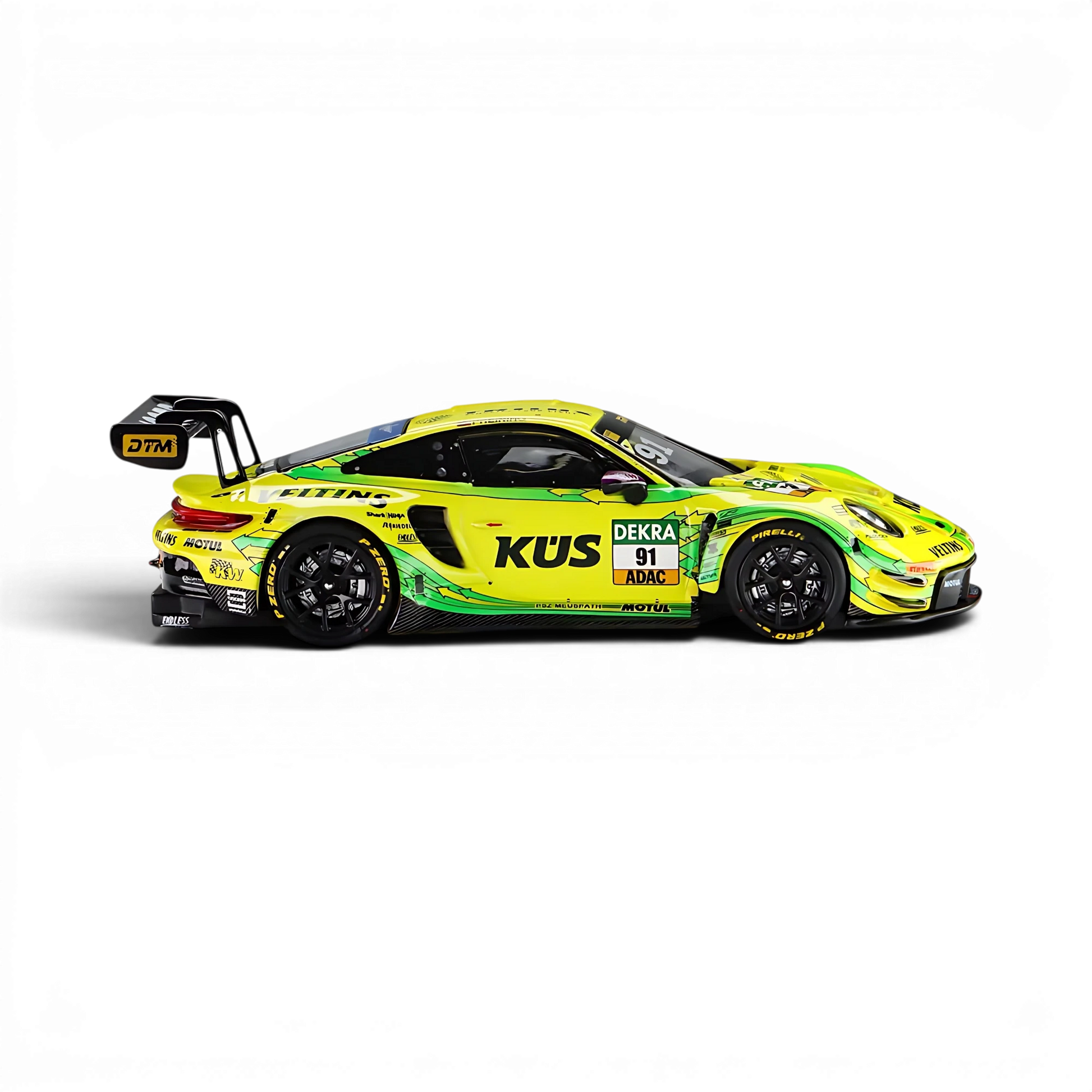 Lot57Supplies Diecast Shop Trends Hobby Porsche 911 GT3 R DTM 2025 No.91 diecast model car in neon yellow livery