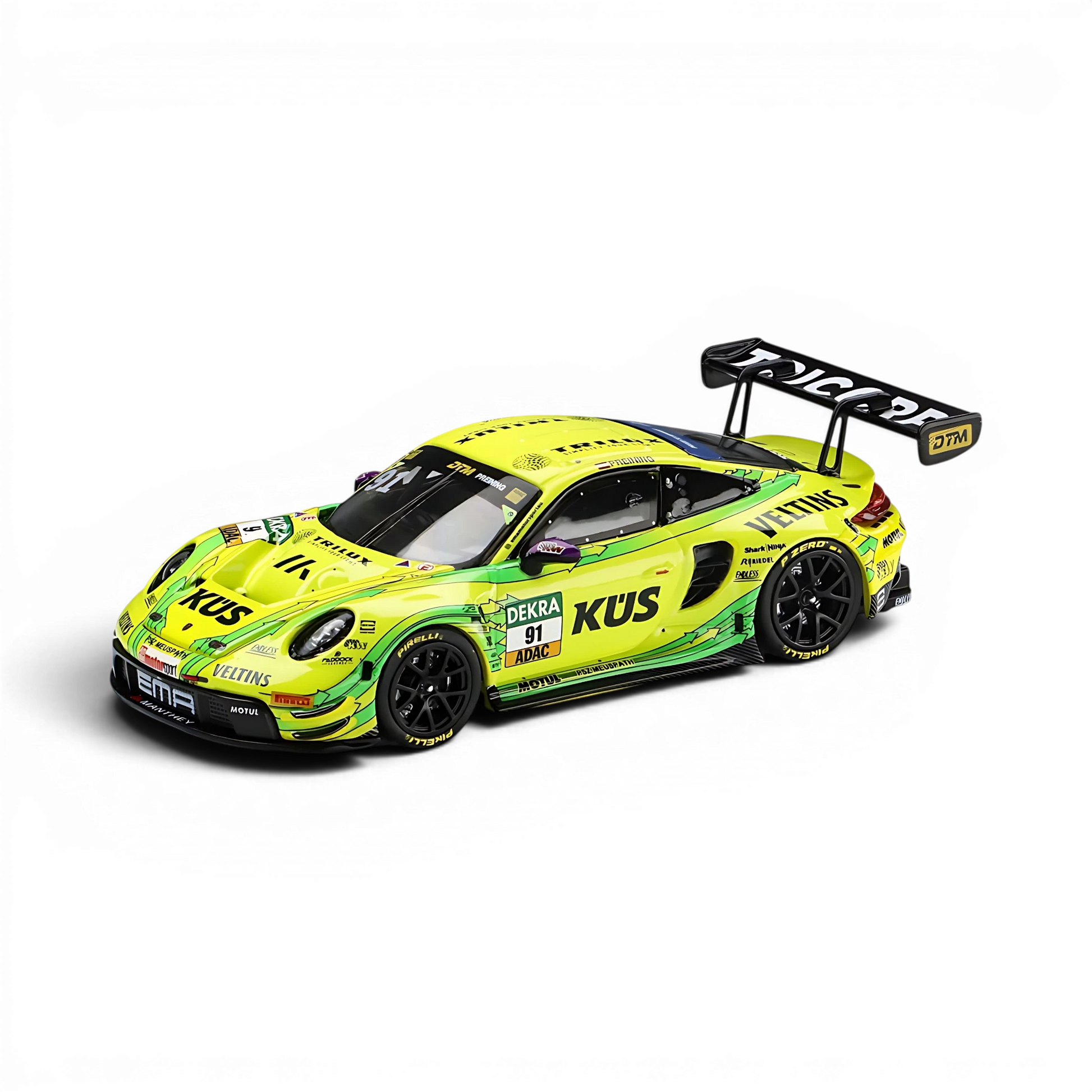 Lot57Supplies Diecast Shop Trends Hobby Porsche 911 GT3 R DTM 2025 diecast model in neon green No.91 racing livery