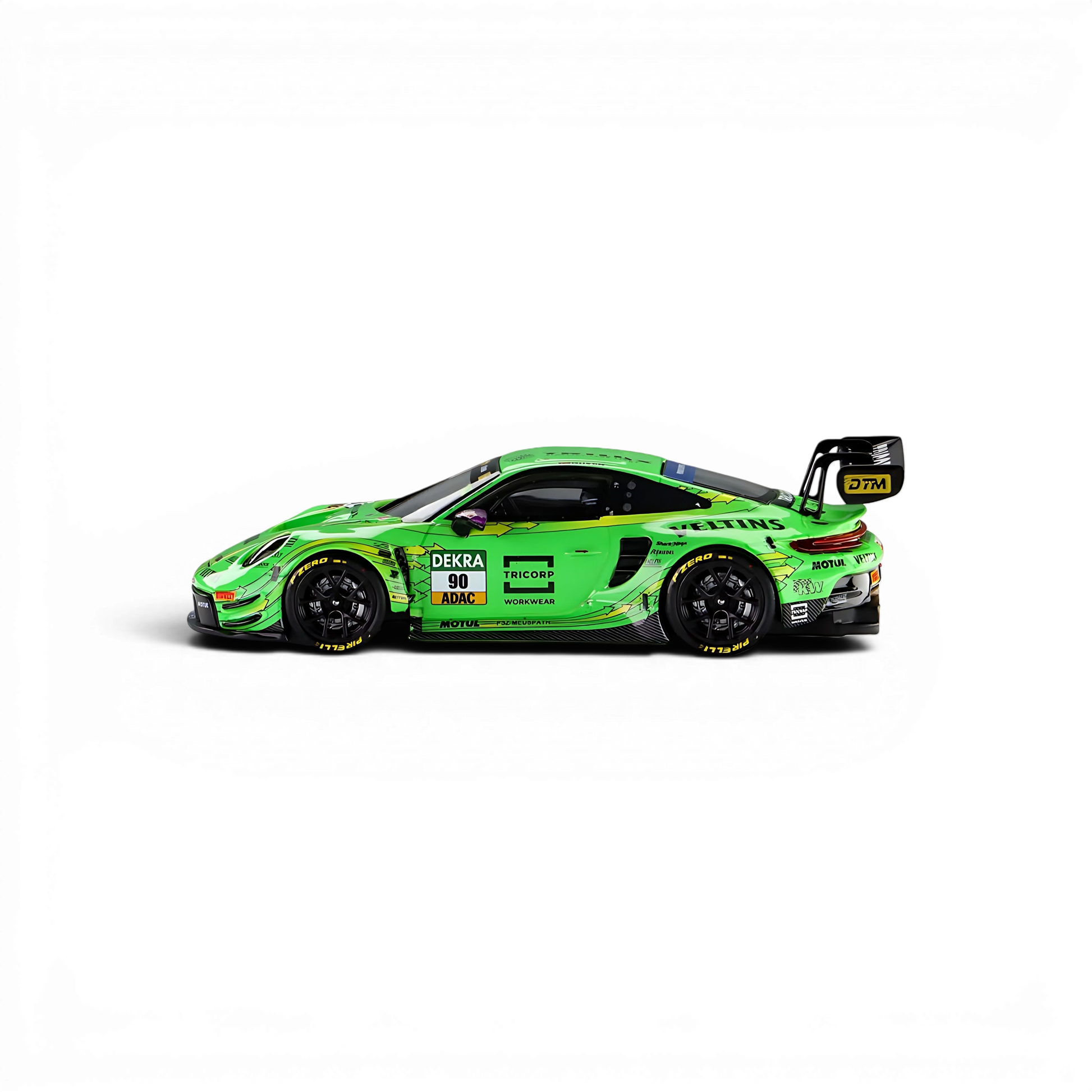 Lot57Supplies Diecast Shop 1:64 scale Trends Hobby Porsche 911 GT3 R DTM 2025 diecast car in bright green No.90 livery.