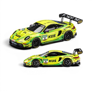 Lot57Supplies Diecast Shop Trends Hobby Porsche 911 GT3 R DTM 2025 No.91 diecast model car in neon green livery.