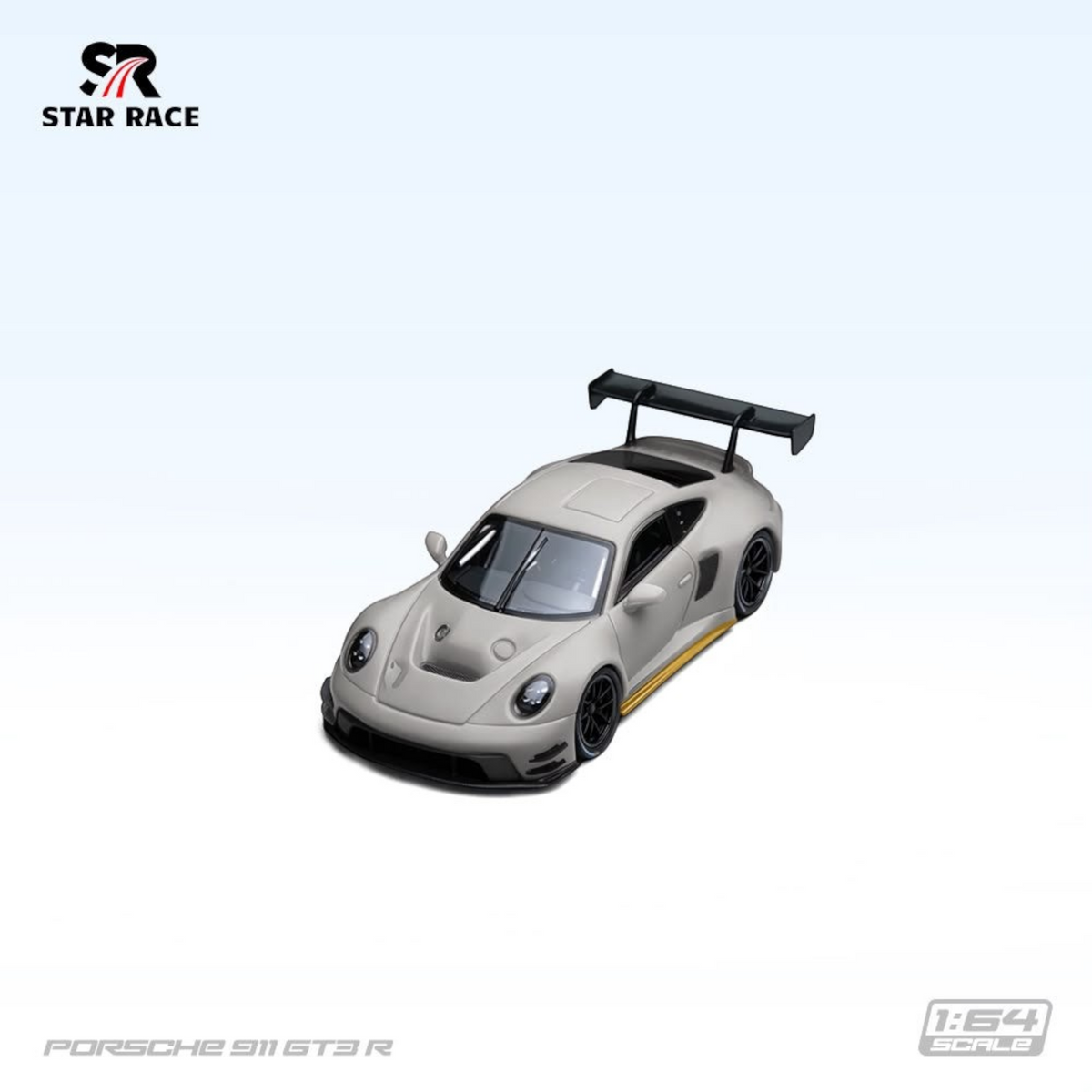 Lot57Supplies Diecast Shop Star Race Porsche 911 GT3 R diecast model car in off white, 1:64 scale, high angle view