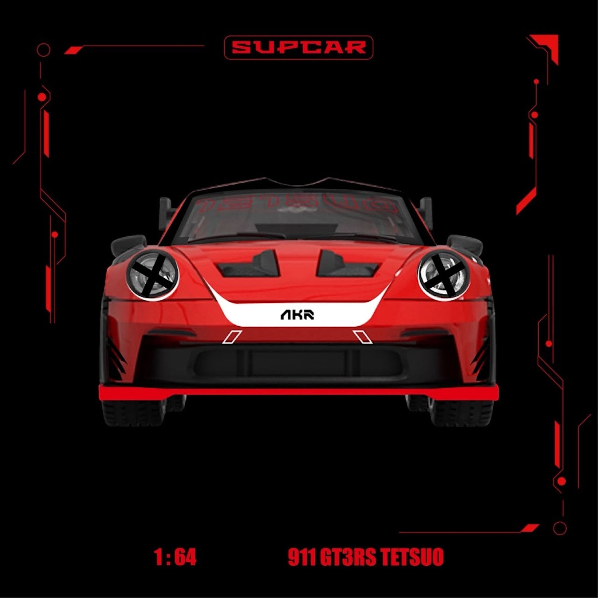 Lot57Supplies Diecast Shop 1:64 scale SC Porsche 911 GT3 RS in Akira Crimson TETSUO red diecast model front view