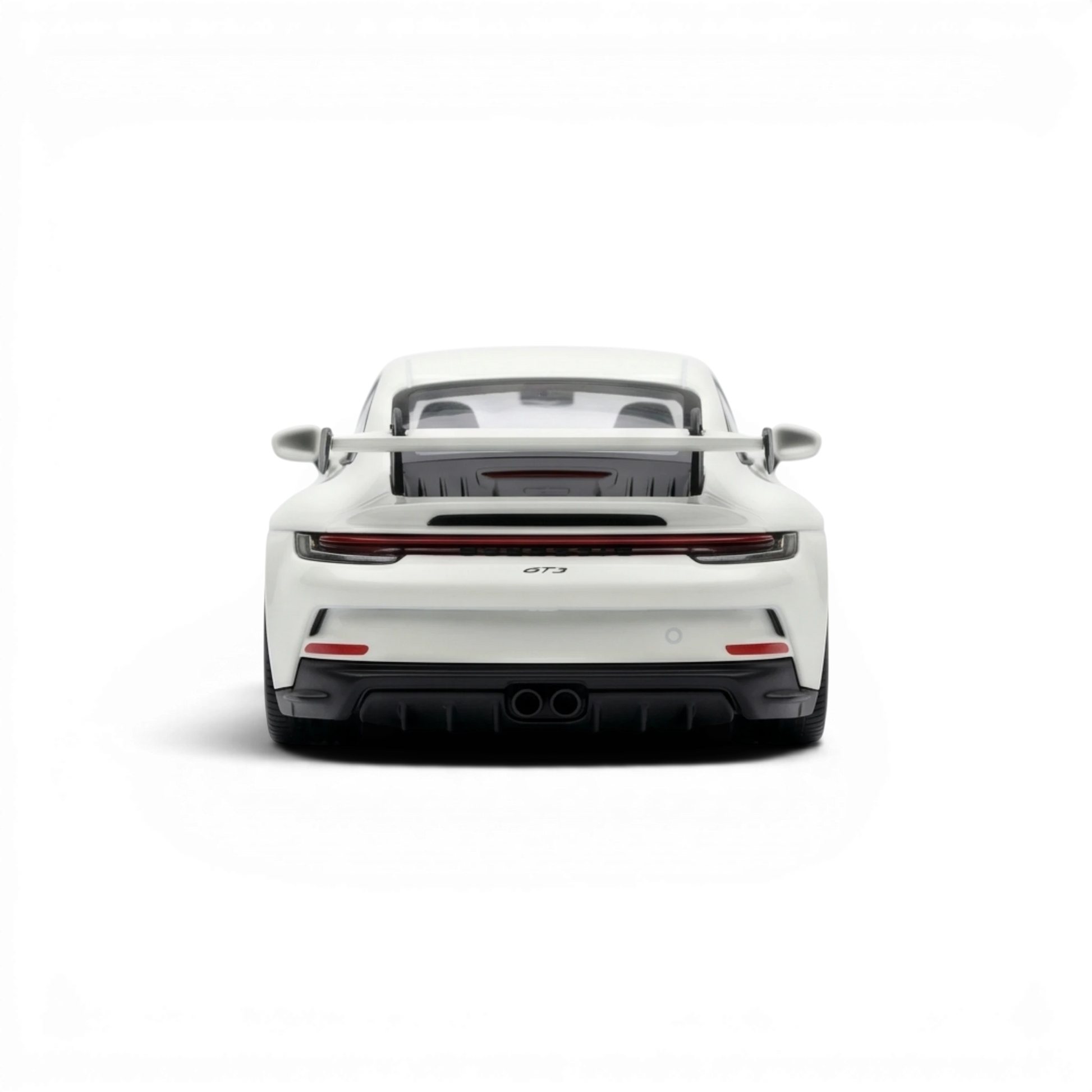Lot57Supplies Diecast Shop ZJWJ Porsche 911 GT3 1:64 scale luminous white resin model car with rear spoiler and dual exhaust.