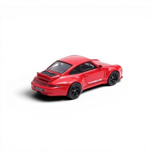 Lot57Supplies Diecast Shop Flame Model 1:64 scale resin Porsche 911 Gunther Werks 400R in Solan Red, rear view.