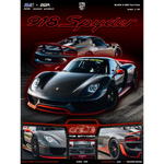 Lot57Supplies Diecast Shop HALO x EDM Porsche 918 Spyder 1:64 scale model, black and red two-tone resin car.
