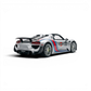 Lot57Supplies Diecast Shop 1:64 scale resin model of a silver Porsche 918 Spyder with Matte Silver Martini livery and racing number 22.