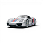 Lot57Supplies Diecast Shop Porsche 918 Spyder 1:64 scale model in matte silver with Martini racing livery.