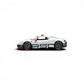 Lot57Supplies Diecast Shop 1:64 scale white Porsche 918 Spyder Le Mans Safety Car model with black racing stripes and yellow light.