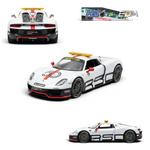 Lot57Supplies Diecast Shop HALO x EDM Porsche 918 Spyder Le Mans Safety Car 1:64 scale resin model with white body, red accents, and yellow light bar.