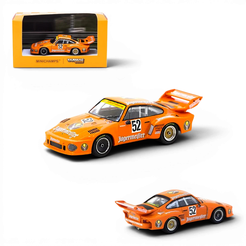 Lot57Supplies Diecast Shop 1:64 scale Tarmac Works x Minichamps Porsche 935 Jägermeister #52 DRM Zolder 1977 race car