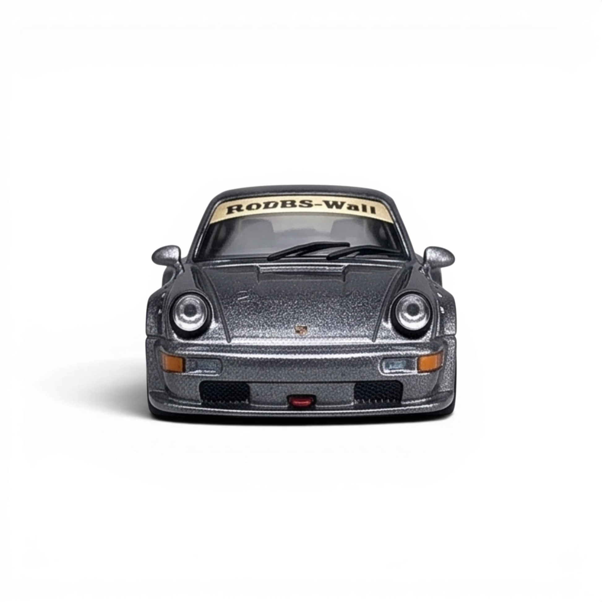 Lot57Supplies Diecast Shop CM Model 1:64 scale metallic gray Porsche 964 widebody diecast car front view