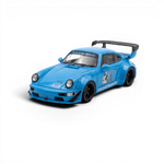 Lot57Supplies Diecast Shop Mini Station Porsche 911 964 RWB Hideyoshi diecast model car in blue with wide body kit