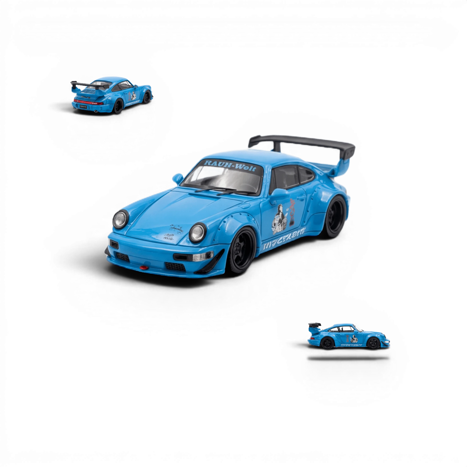 Lot57Supplies Diecast Shop Mini Station Porsche 911 964 RWB HIDEYOSHI diecast model car in bright blue