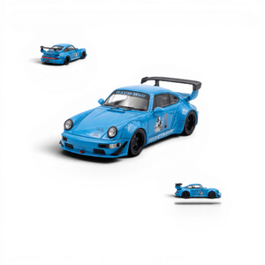 Lot57Supplies Diecast Shop Mini Station Porsche 911 964 RWB HIDEYOSHI diecast model car in bright blue