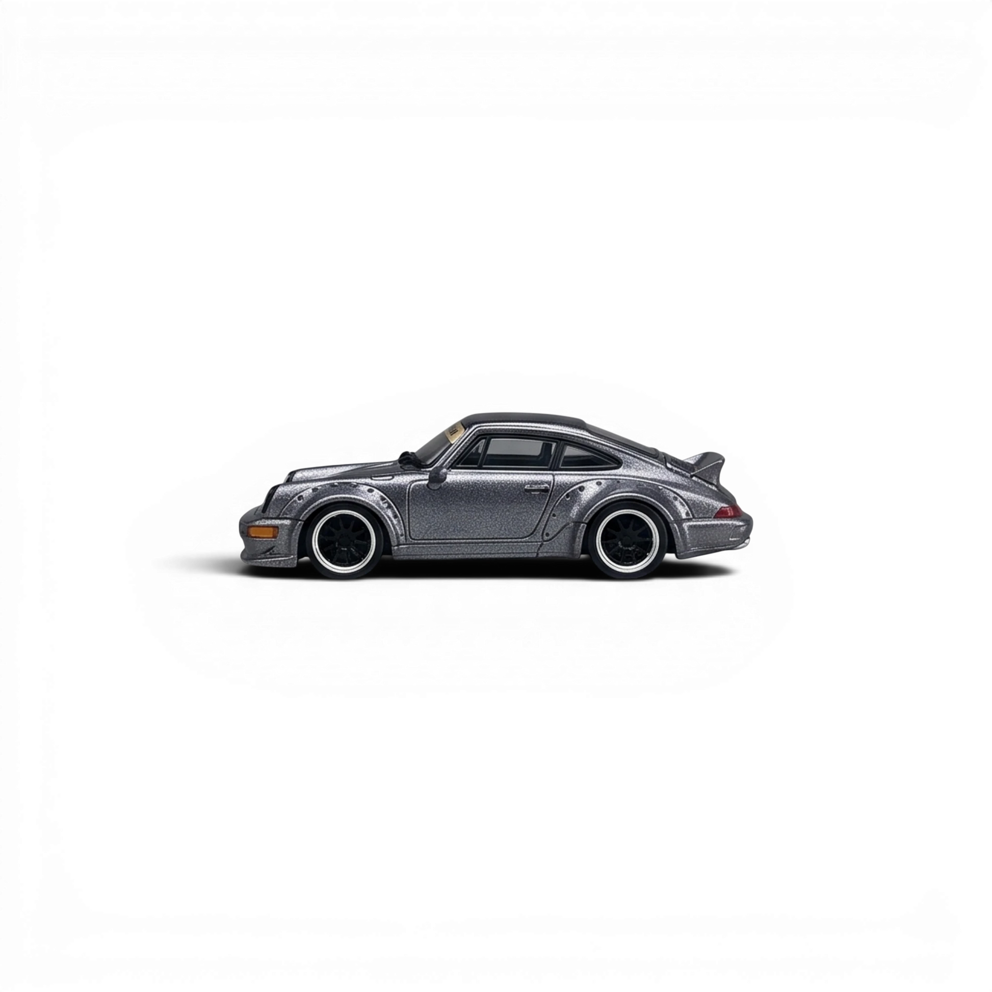 Lot57Supplies Diecast Shop metallic gray Porsche 964 widebody 1:64 scale diecast model car side view