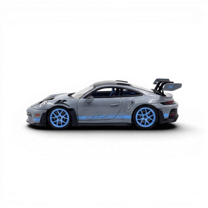 Lot57Supplies Diecast Shop HH Model 1:64 scale Arctic Grey Porsche 992.1 GT3 RS resin model car with blue wheels