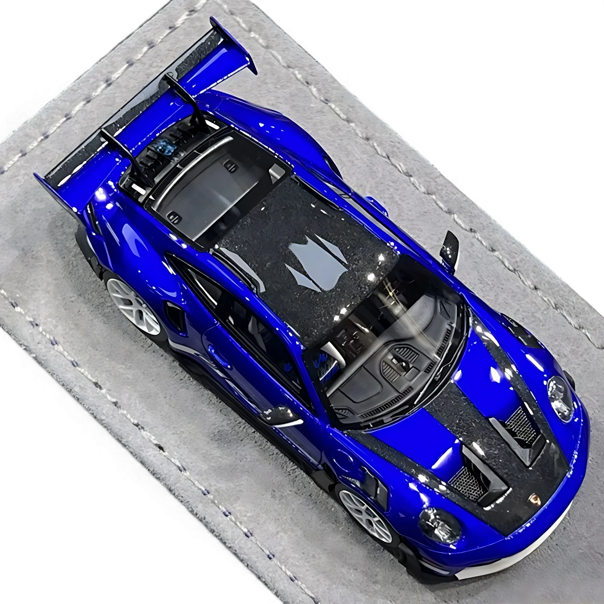 Lot57Supplies Diecast Shop HH Model 1:64 scale resin Porsche 992.1 GT3 RS in San Marino Blue, top-down view.