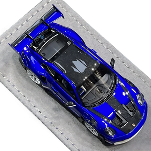 Lot57Supplies Diecast Shop HH Model 1:64 scale resin Porsche 992.1 GT3 RS in San Marino Blue, top-down view.