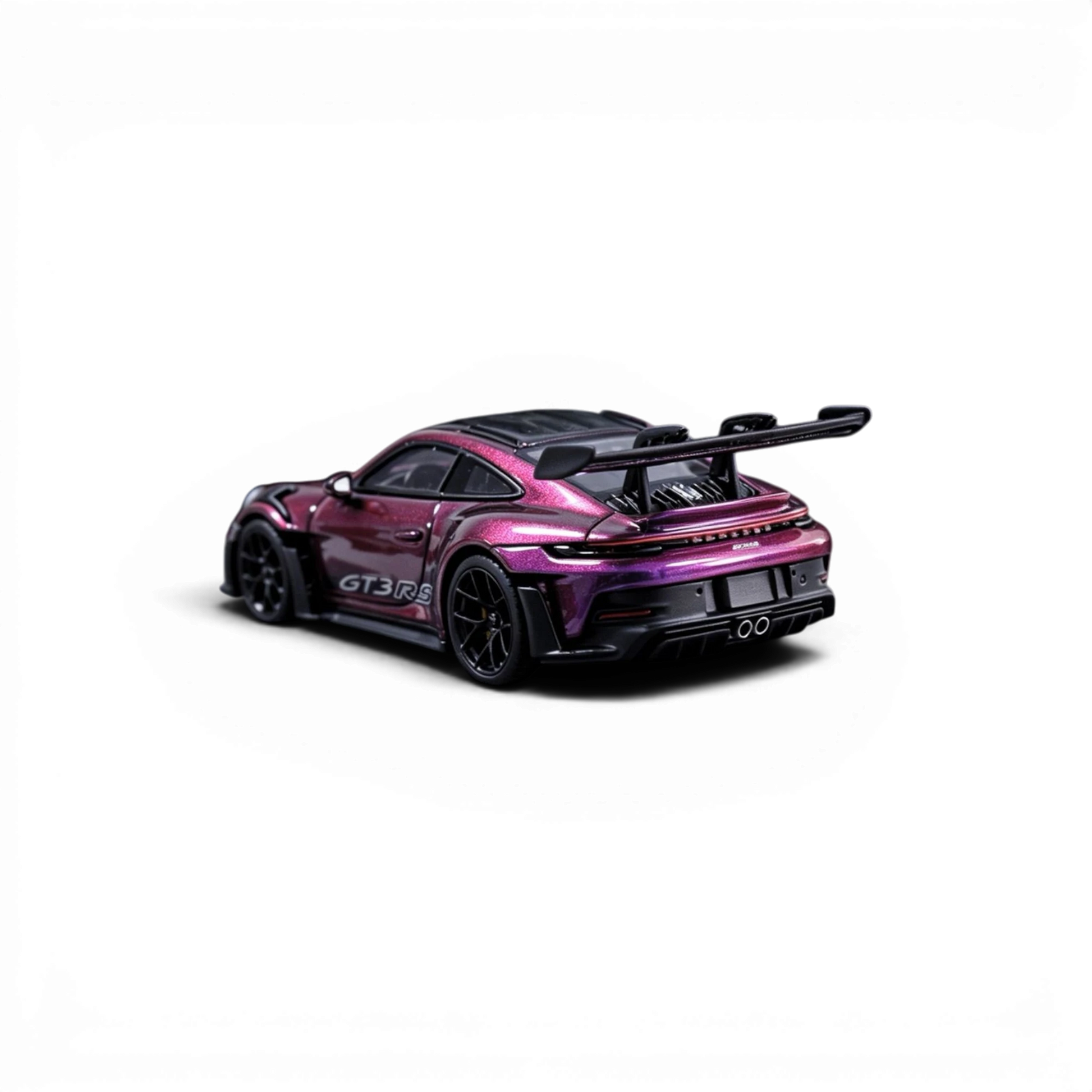Lot57Supplies Diecast Shop VMB Porsche 992 GT3 RS diecast model in Phantom Purple, 1:64 scale with rear wing.