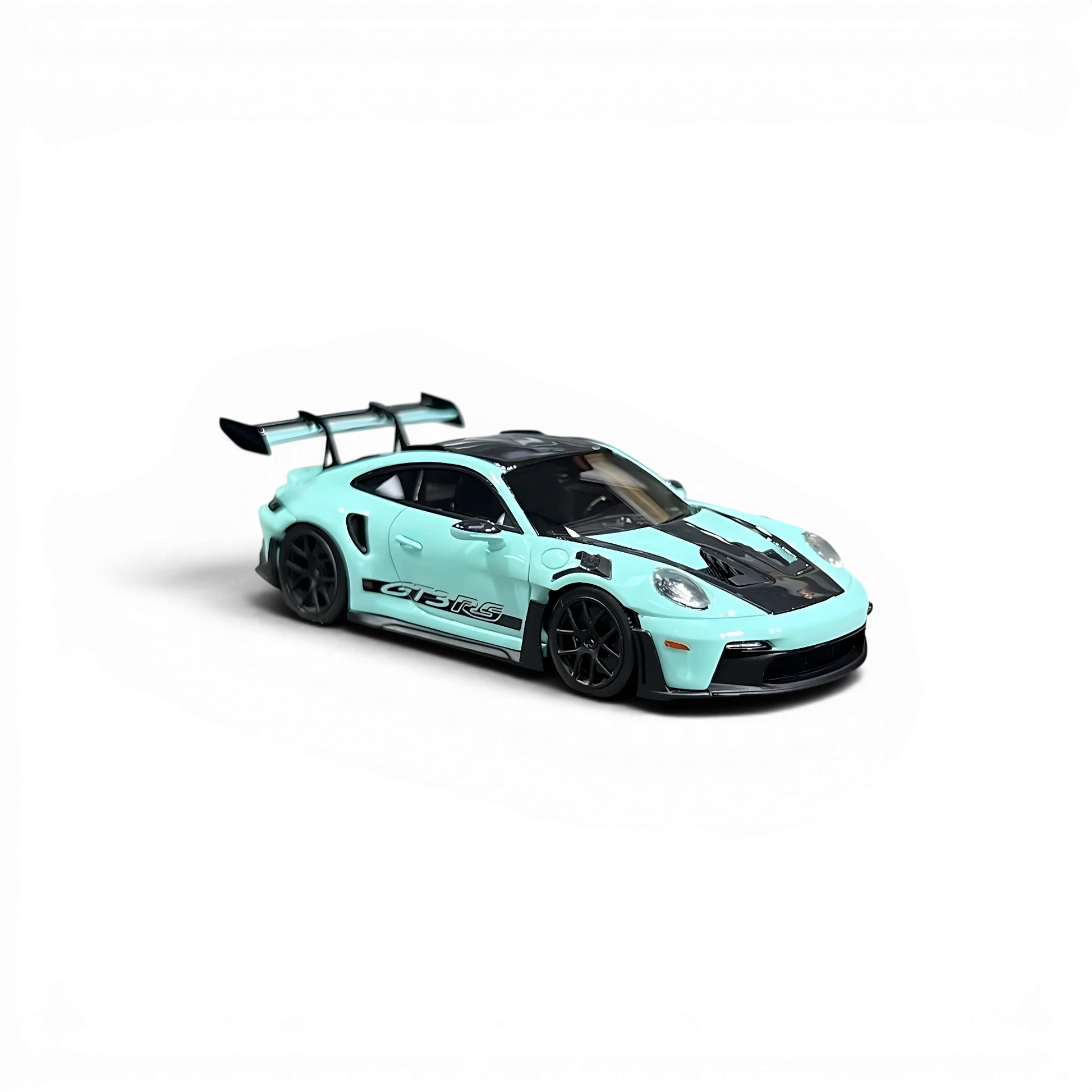 Lot57Supplies Diecast Shop HH Model 1:64 scale resin Porsche 992.1 GT3 RS in Tiff Blue with black racing stripes