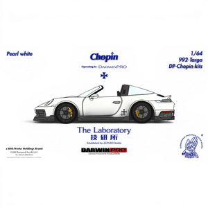 Lot57Supplies Diecast Shop: The Laboratory x DarwinPRO 1:64 scale Pearl White Porsche 911 (992) Targa Chopin Kit resin model.