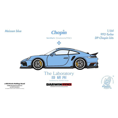 Lot57Supplies Diecast Shop: 1:64 scale Meissen Blue Porsche 992 Turbo Chopin Kit by The Laboratory x DarwinPRO.