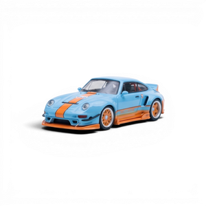 Lot57Supplies Diecast Shop 1:64 scale blue and orange Gulf Livery modified Porsche 993 diecast model car.