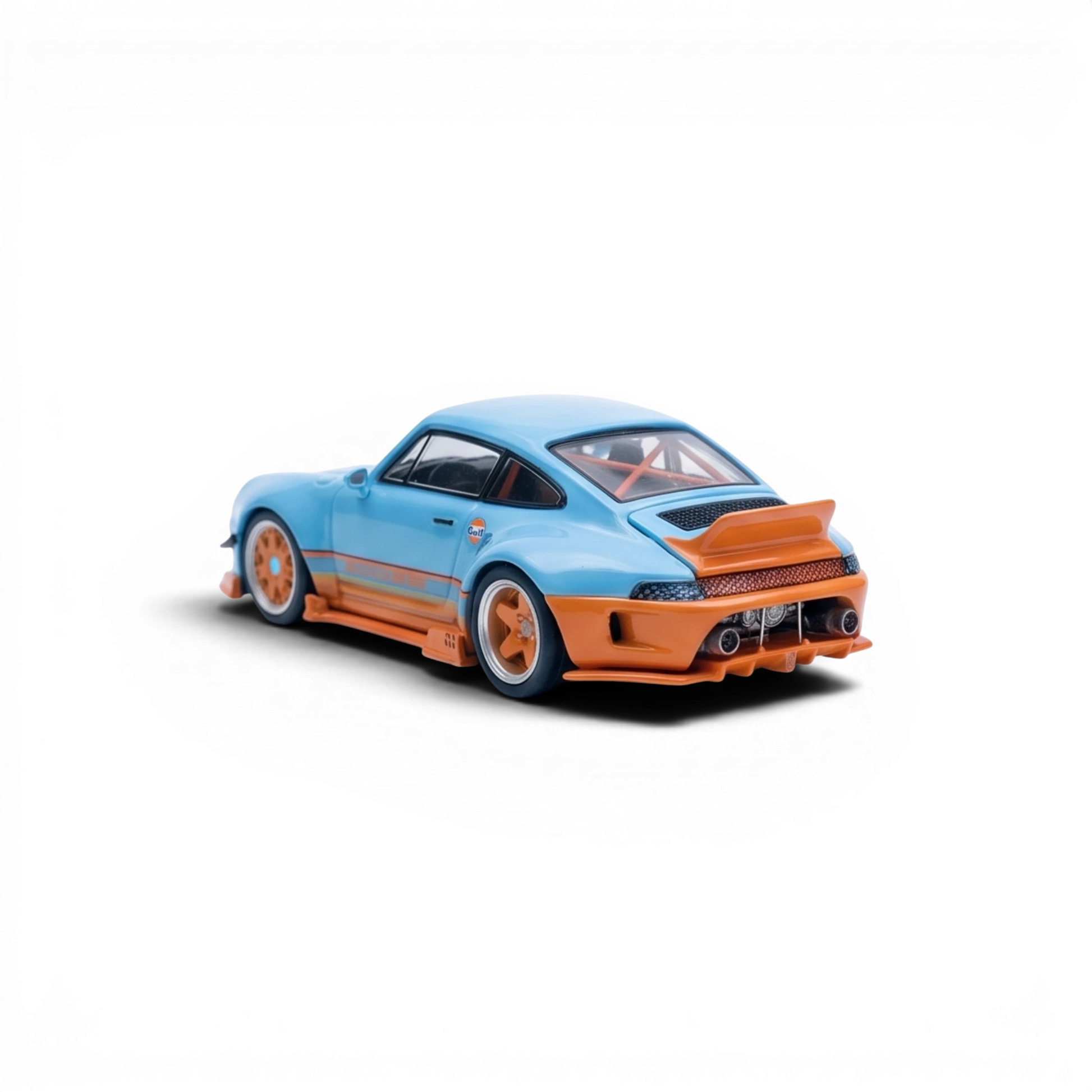 Lot57Supplies Diecast Shop 1:64 scale blue and orange Gulf Livery modified Porsche 993 diecast model car.