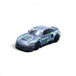 Lot57Supplies Diecast Shop 1:64 scale silver Porsche 993 Modified with HKS livery and racing decals.